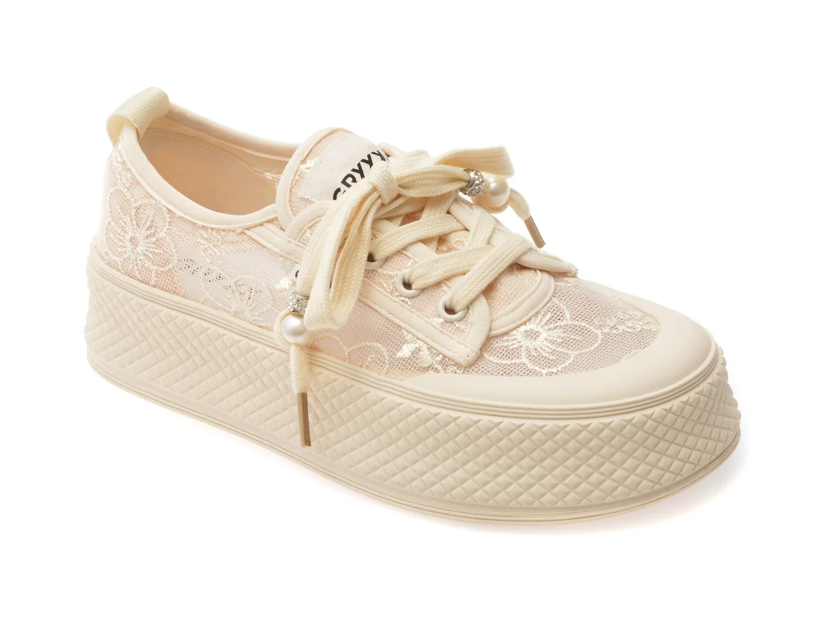 Pantofi Gryxx Bej, 9122, Din Material Textil