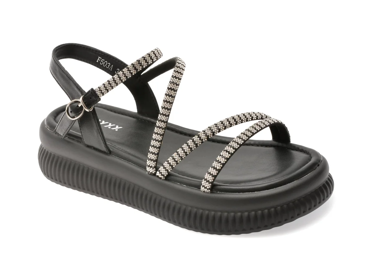 Sandale GRYXX Negre, F503, Din Piele Ecologică