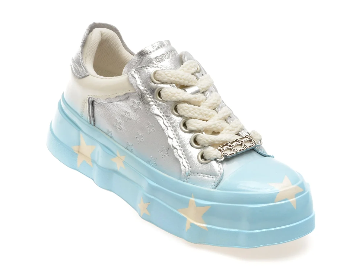 Pantofi Sport GRYXX Argintii, 8063, Din Piele Ecologica