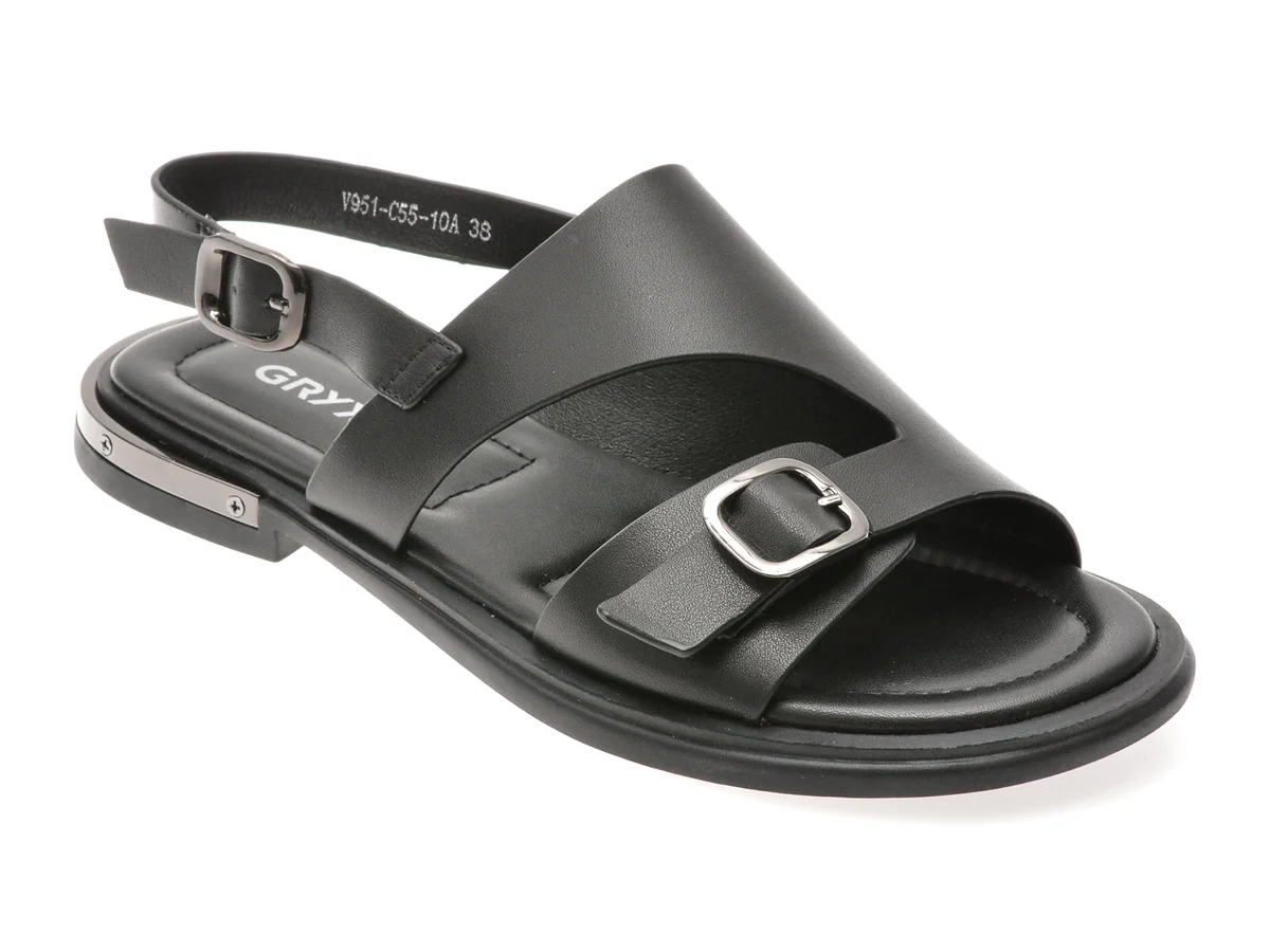 Sandale Gryxx Negre, 8951C55, Din Piele Naturala