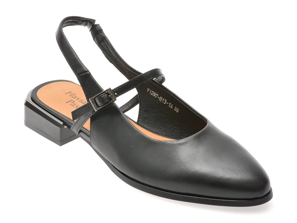 Pantofi Flavia Passini Negri, 1297H13, Din Piele Naturală