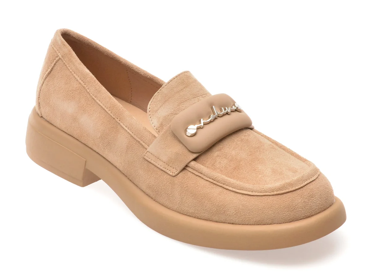 Mocasini Flavia Passini Nude, 1017G22, Din Piele Intoarsa