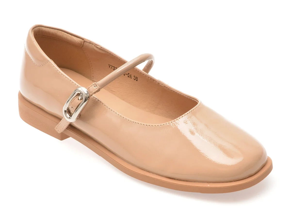 Pantofi Image Nude, V732G23, Din Piele Naturala Lacuita