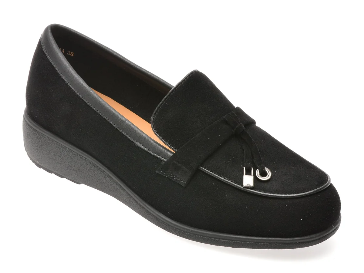 Mocasini Image Negri, 1385H16, Din Piele Intoarsa
