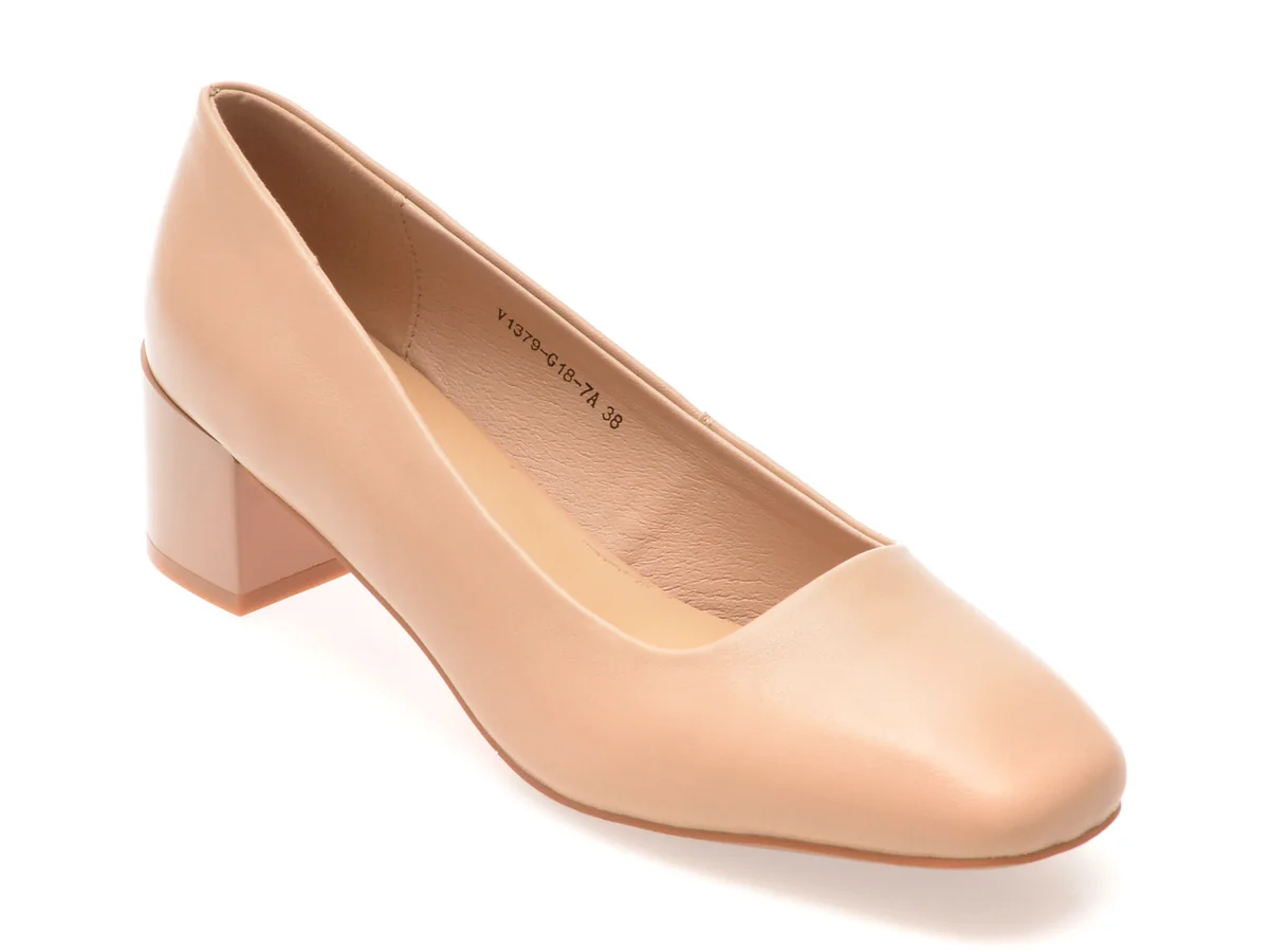 Pantofi Epica Nude, 1379G18, Din Piele Naturala