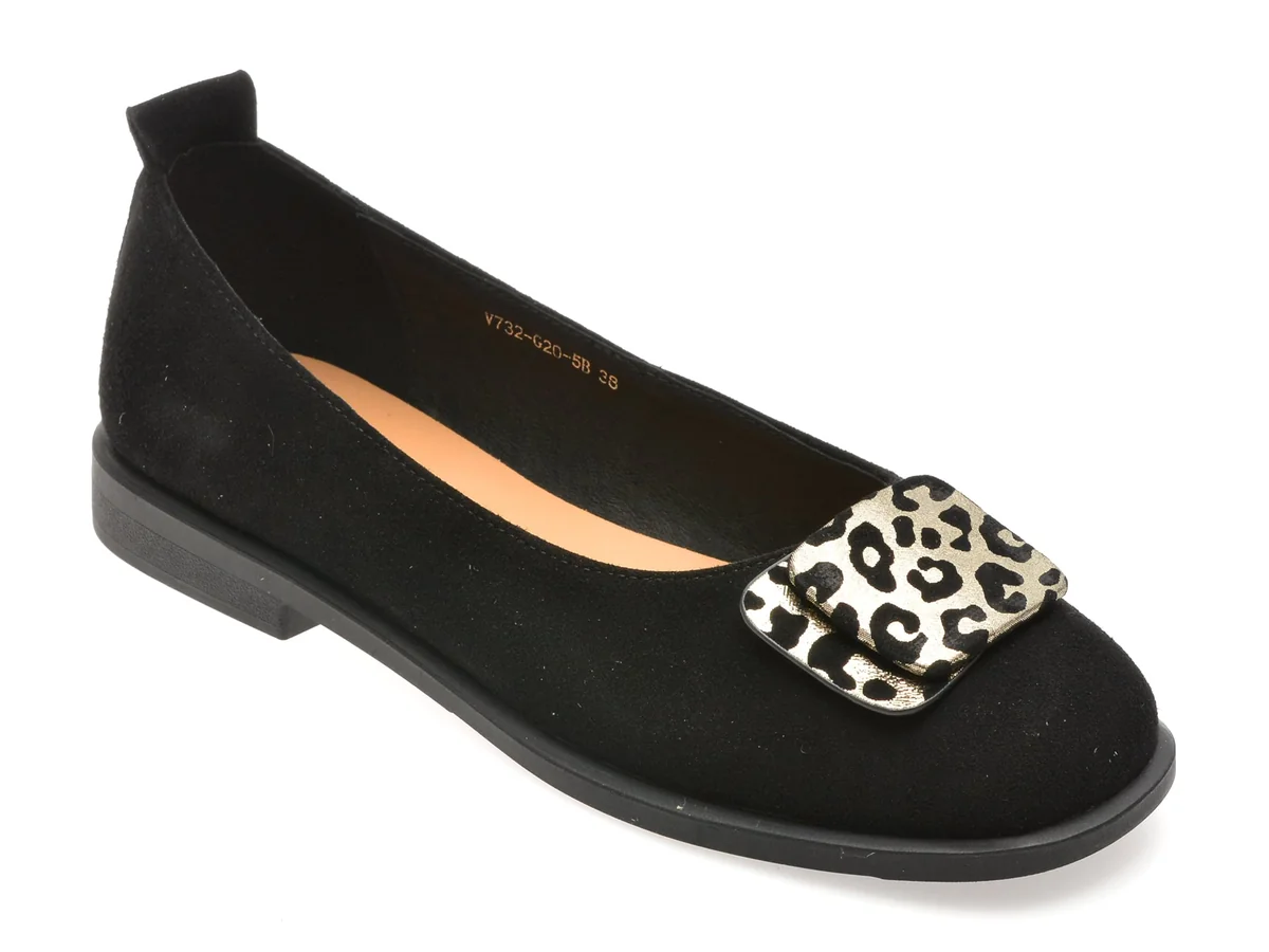 Balerini Epica Negri, V732G20, Din Piele Intoarsa