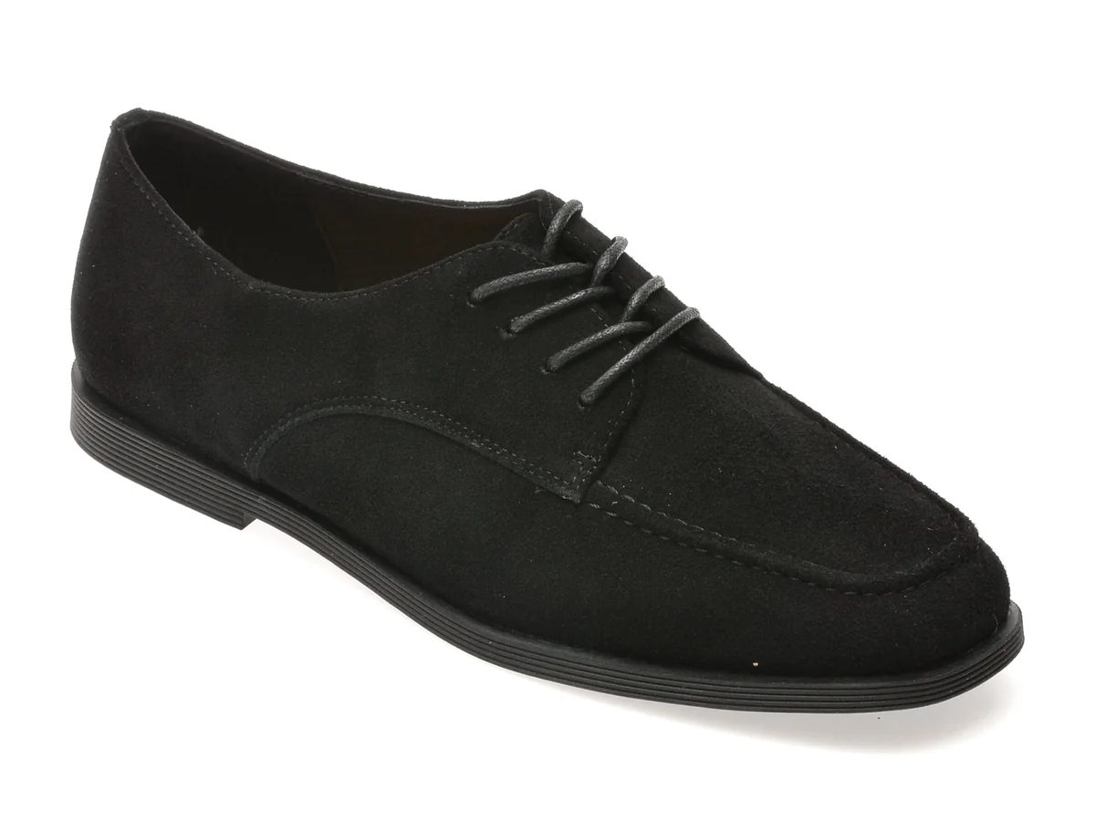 Pantofi Epica Negri, 1313C18, Din Piele Întoarsă