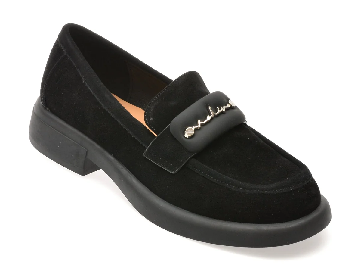 Mocasini Flavia Passini Negri, 1017G22, Din Piele Întoarsă