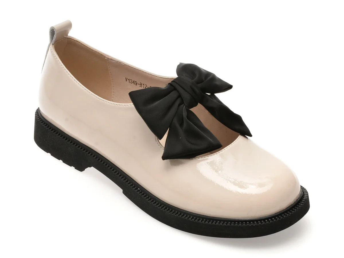 Pantofi Flavia Passini Bej, 1349H12, Din Piele Naturala Lacuita