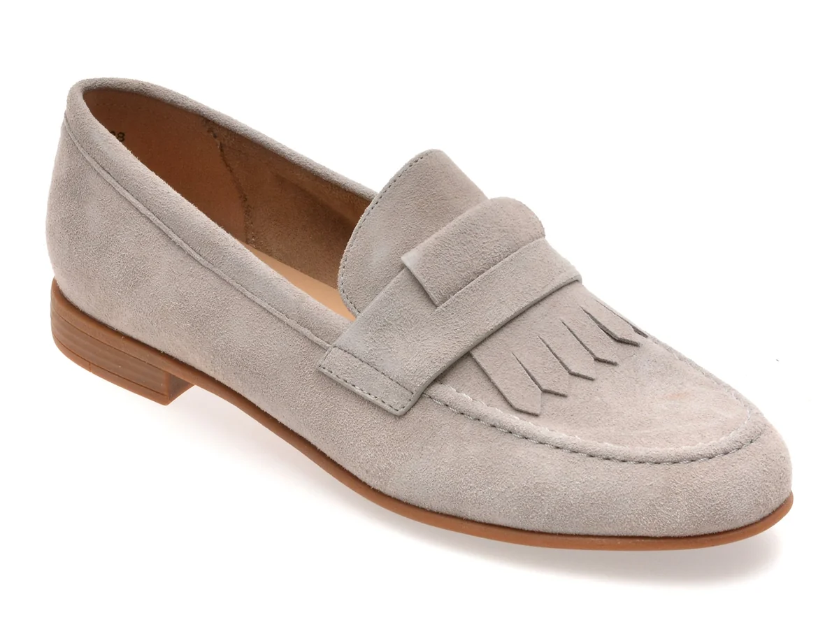 Mocasini Image Gri, V706C25, Din Piele Intoarsa