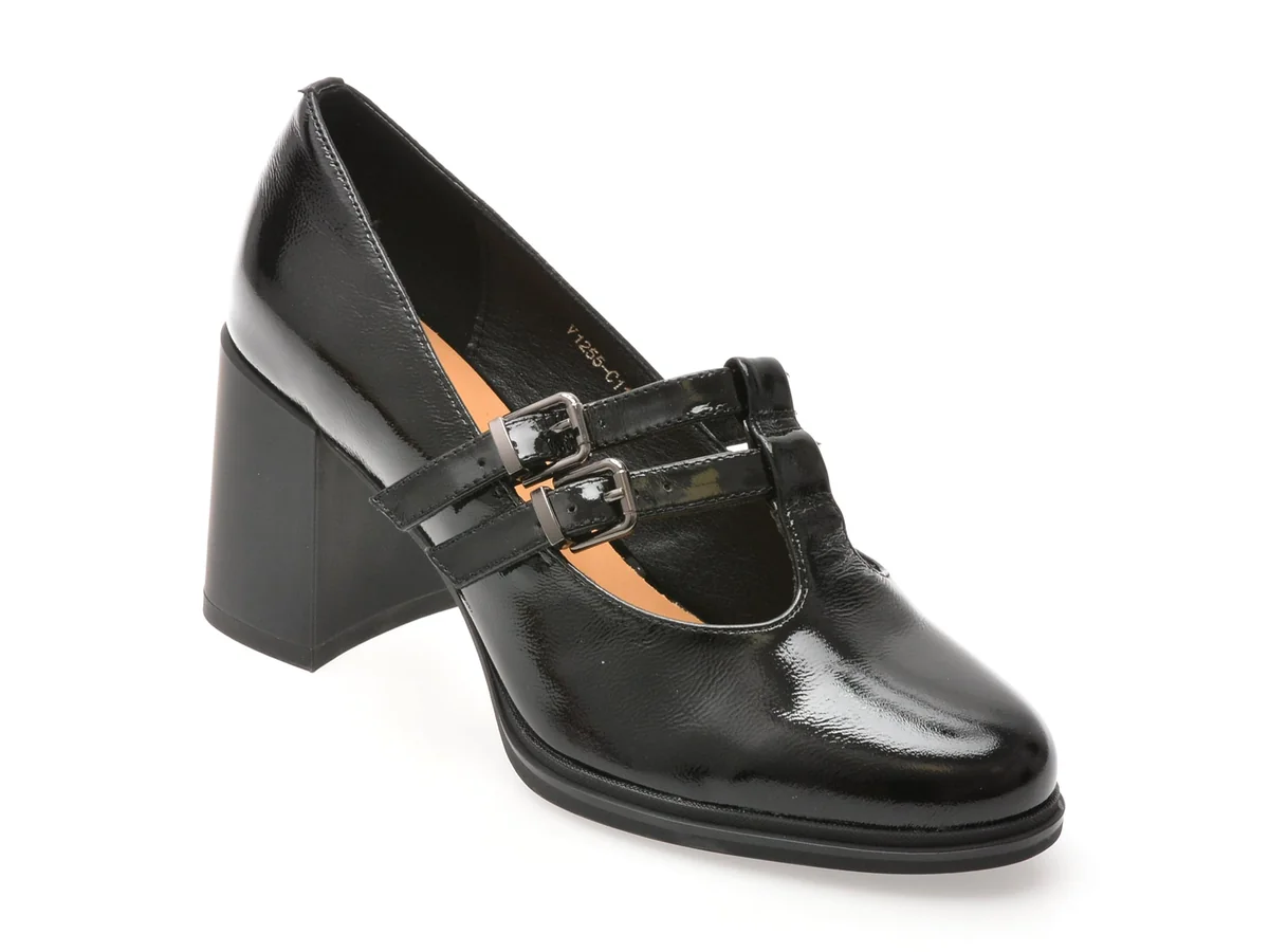 Pantofi GRYXX Negri, 1255C11, Din Piele Naturala Lacuita