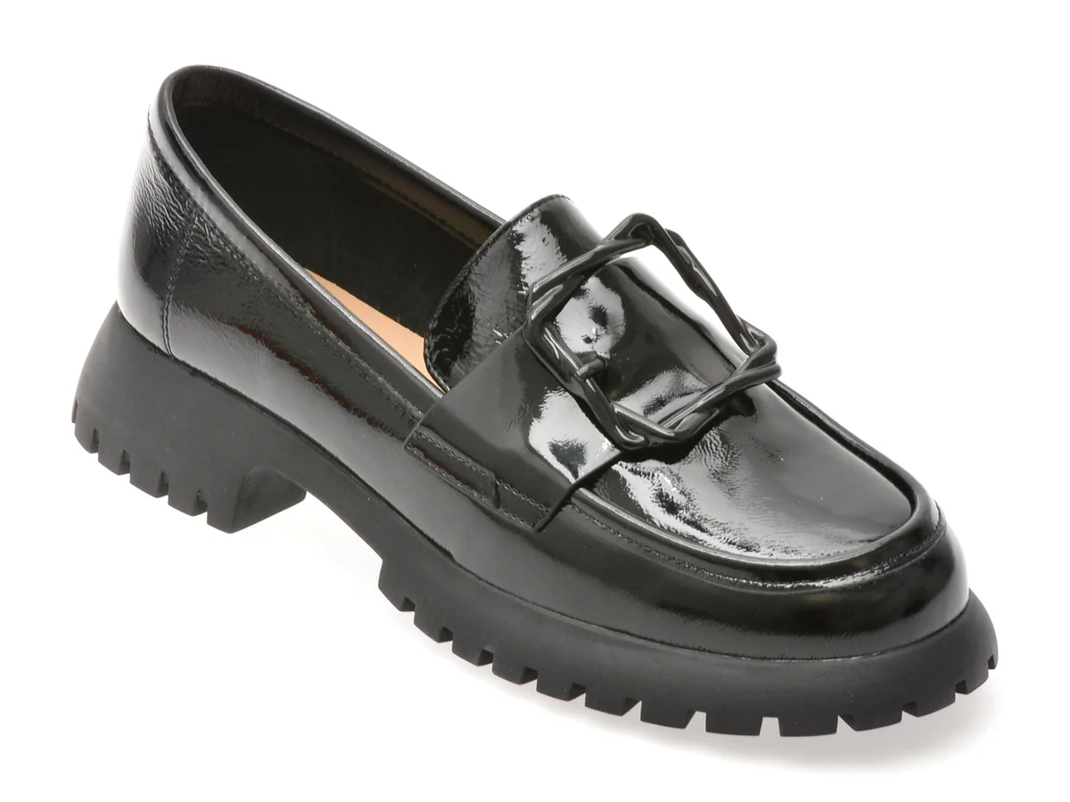 Mocasini Epica Negri, V856C15, Din Piele Naturala Lacuita