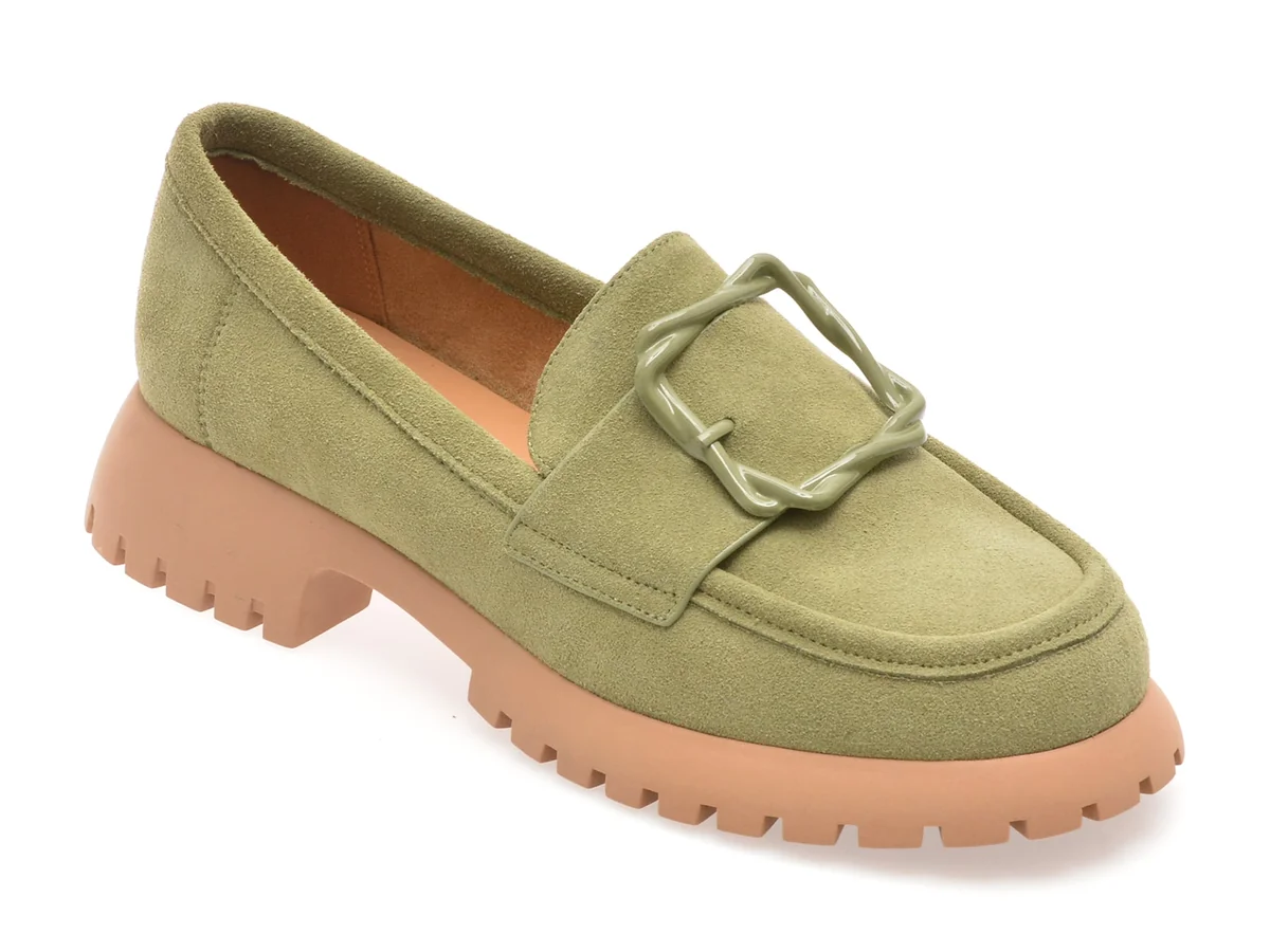 Mocasini Epica Verzi, V856C15, Din Piele Intoarsa