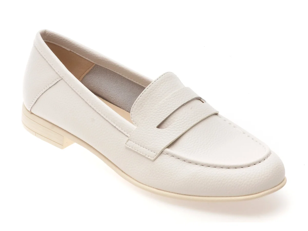 Mocasini Flavia Passini Albi, V706G16, Din Piele Naturala