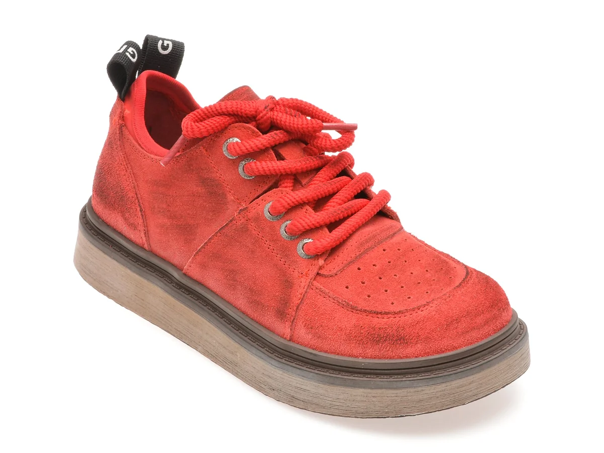 Pantofi Sport GRYXX Rosii, 10221, Din Piele Intoarsa