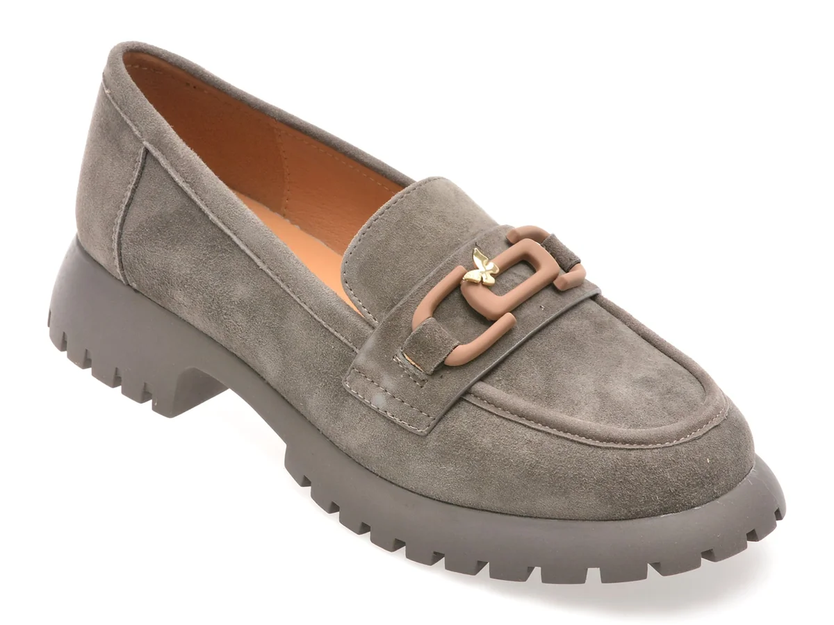Mocasini Gryxx Gri, V856G45, Din Piele Intoarsa