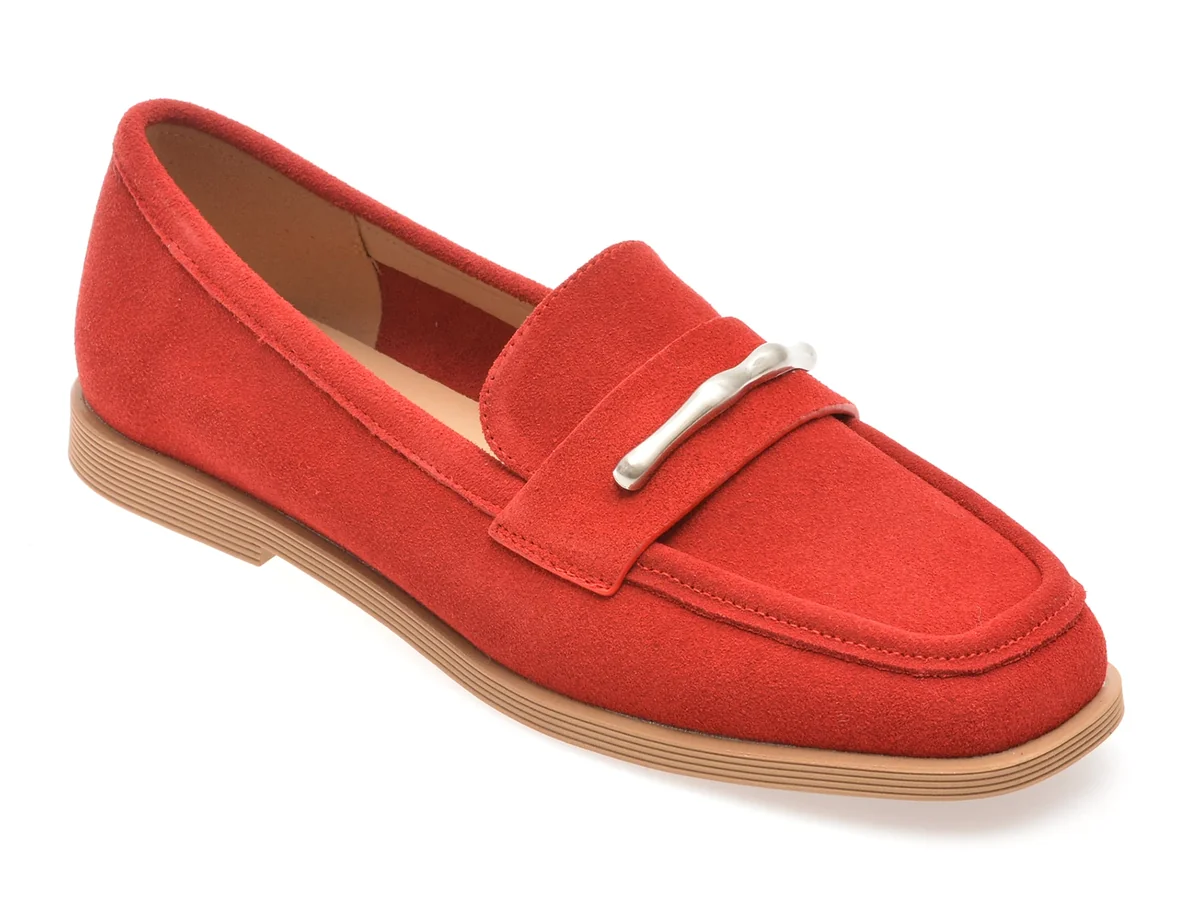 Mocasini Gryxx Rosii, 1313C15, Din Piele Intoarsa