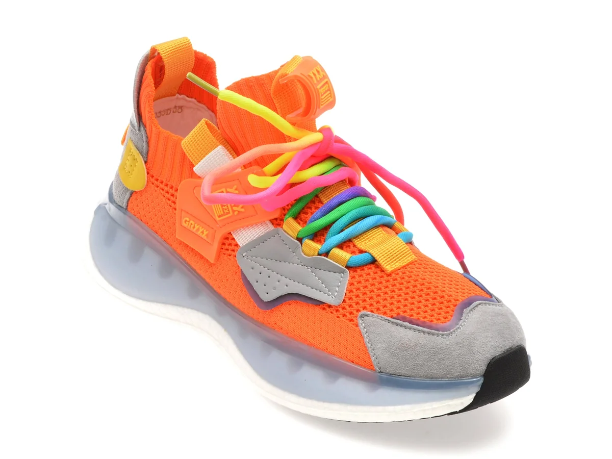 Pantofi Sport GRYXX Portocalii, 221035, Din Material Textil
