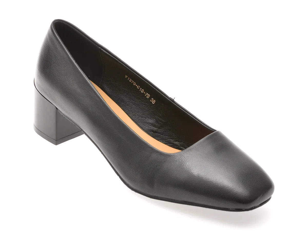 Pantofi Epica Negri, 1379G18, Din Piele Naturala