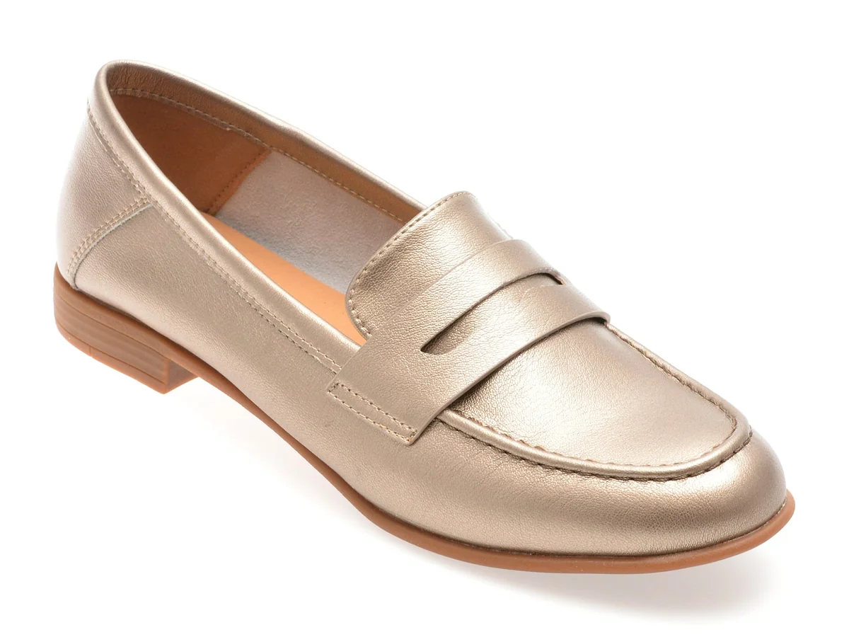 Mocasini Flavia Passini Aurii, V706G16, Din Piele Naturala