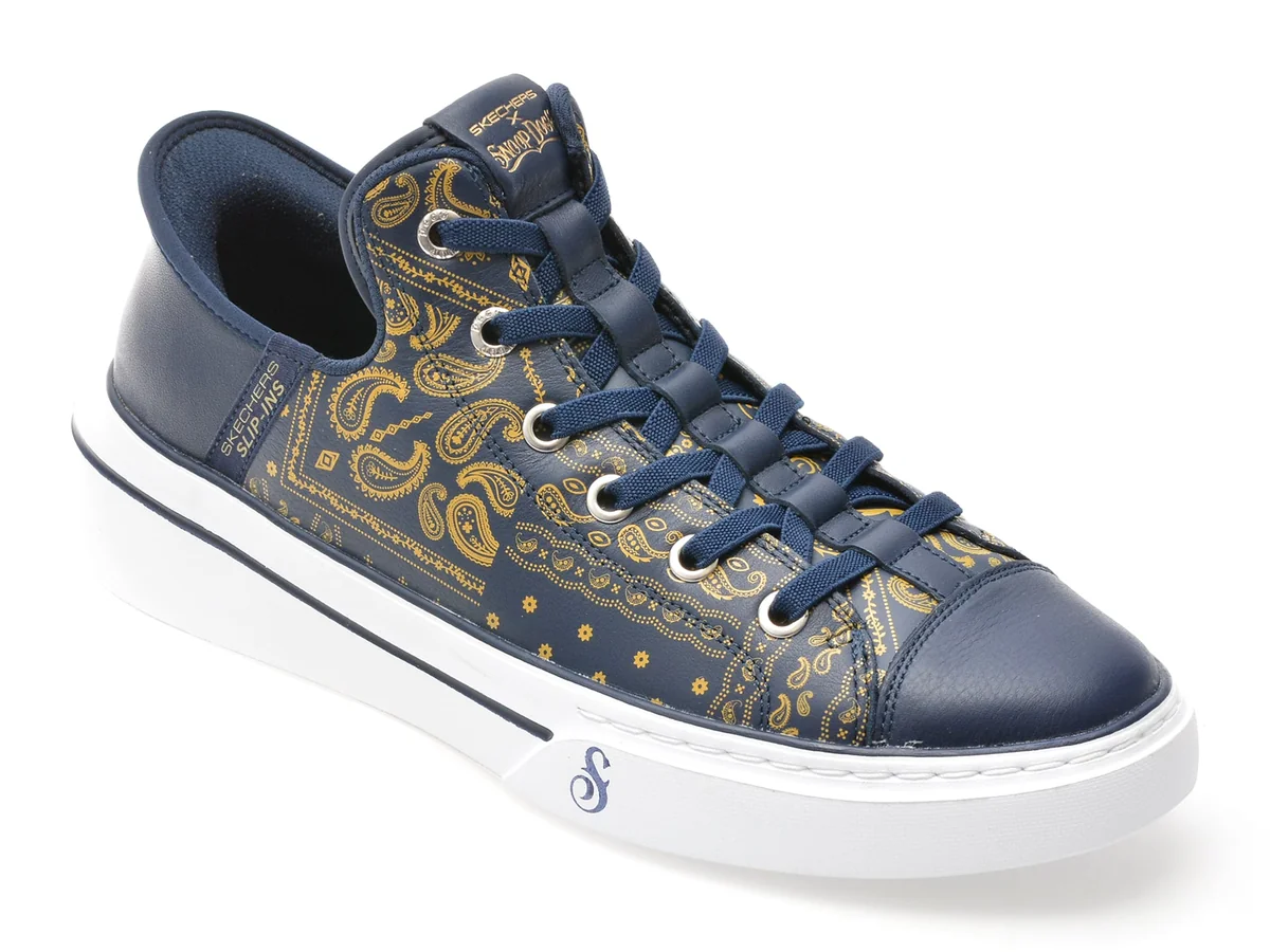 Pantofi Sport SKECHERS Bleumarin, SNOOP ONE, Din Piele Naturala