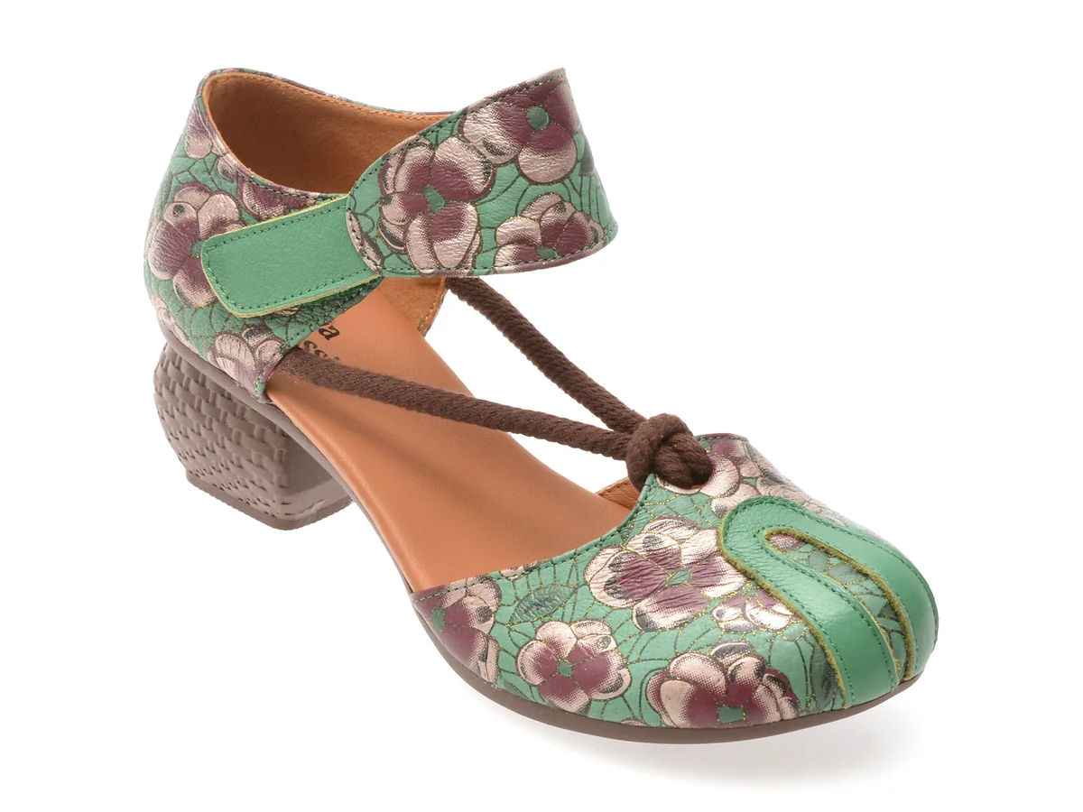 Pantofi Flavia Passini Verzi, 8085, Din Piele Naturală