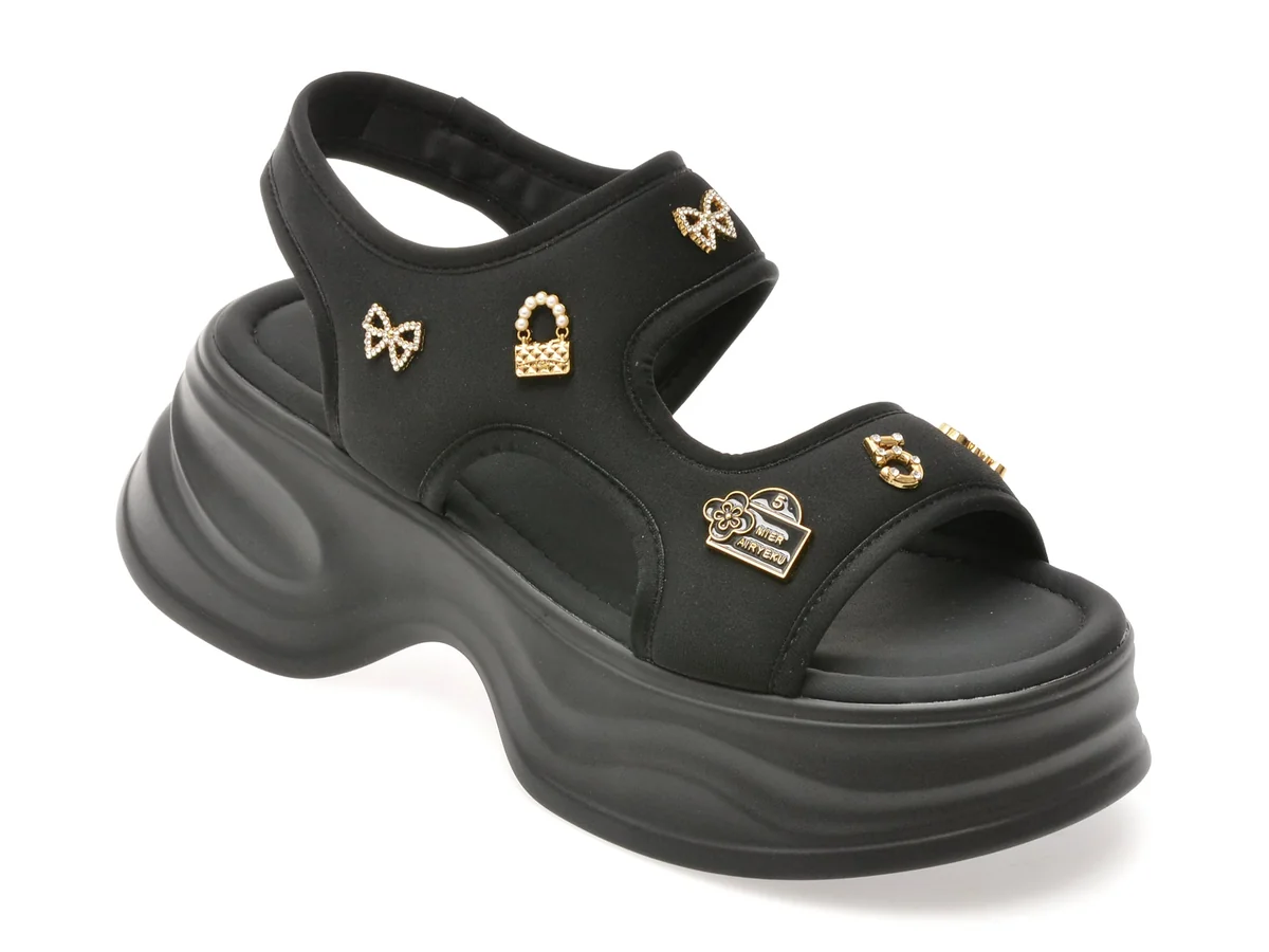 Sandale GRYXX Negre, 5508, Din Material Textil