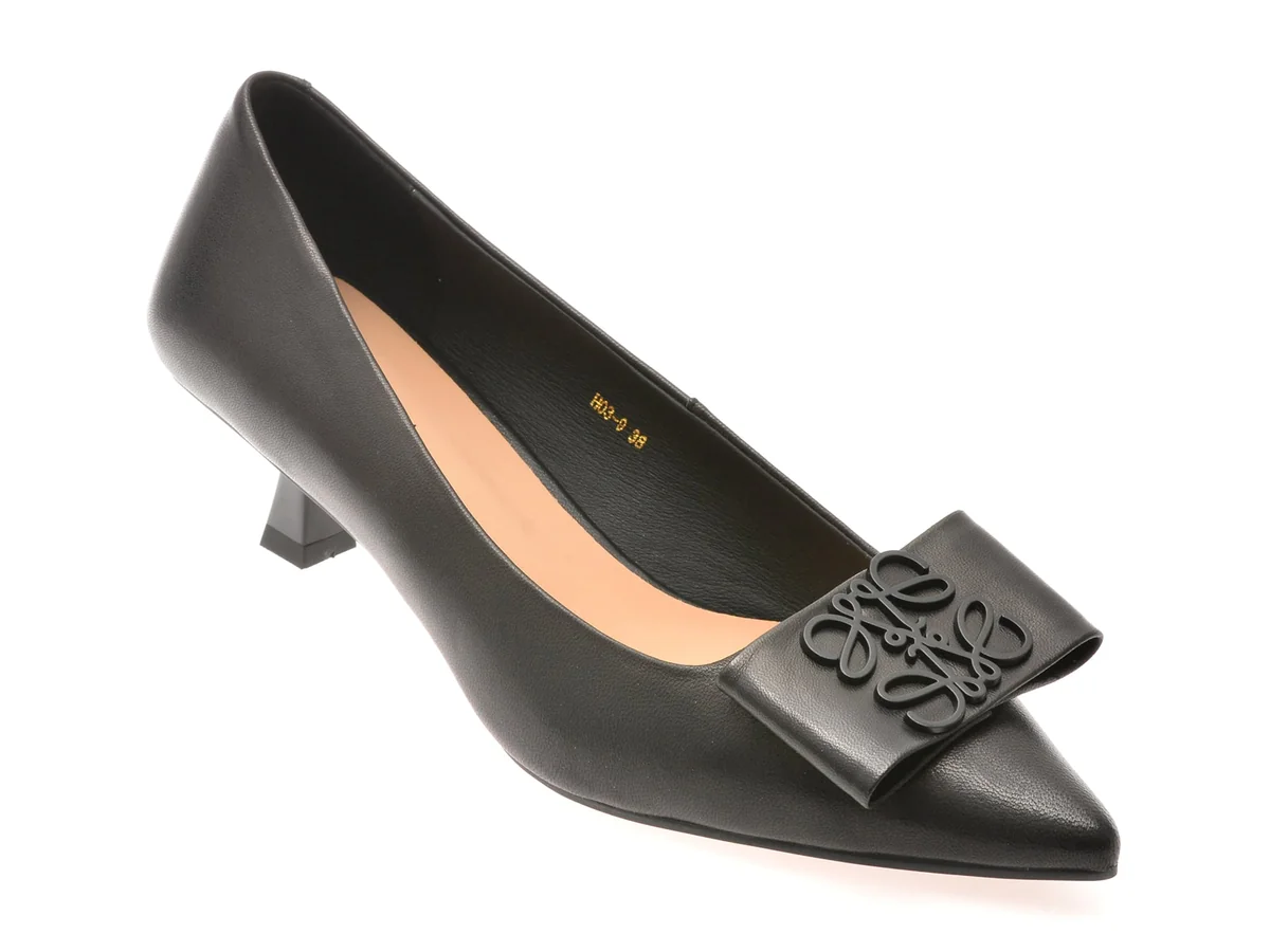 Pantofi Eleganti Epica Negri, H03, Din Piele Naturala