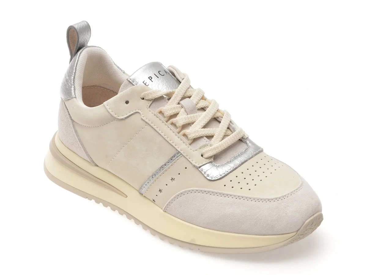 Pantofi Sport Epica Gri, QS510, Din Piele Naturala