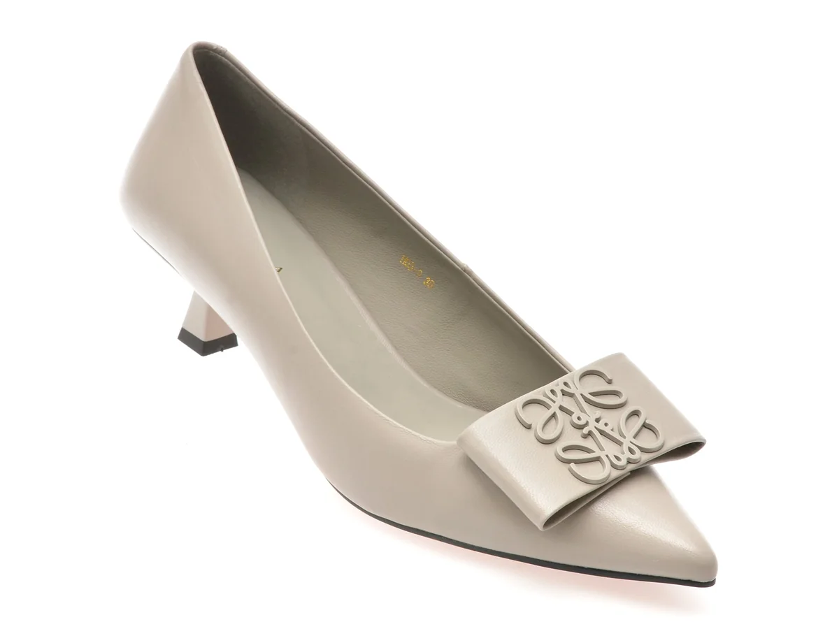 Pantofi Eleganti EPICA Gri, H03, Din Piele Naturala