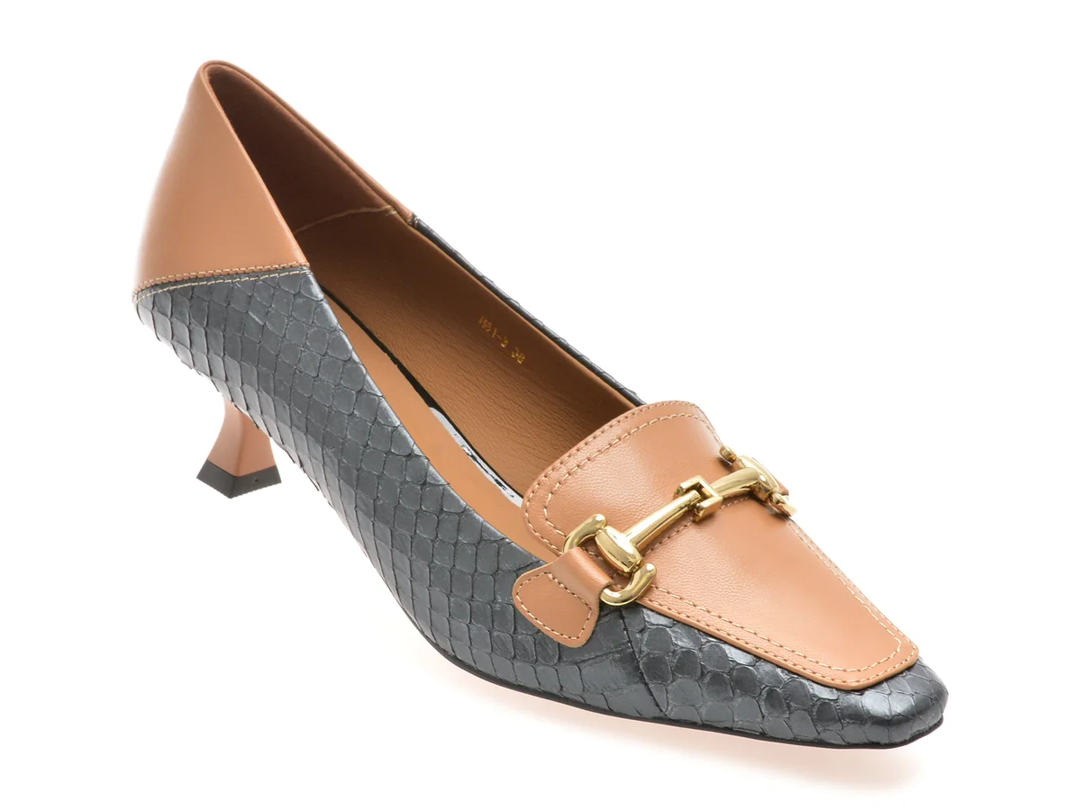 Pantofi Epica Albastri, H81, Din Piele Naturala