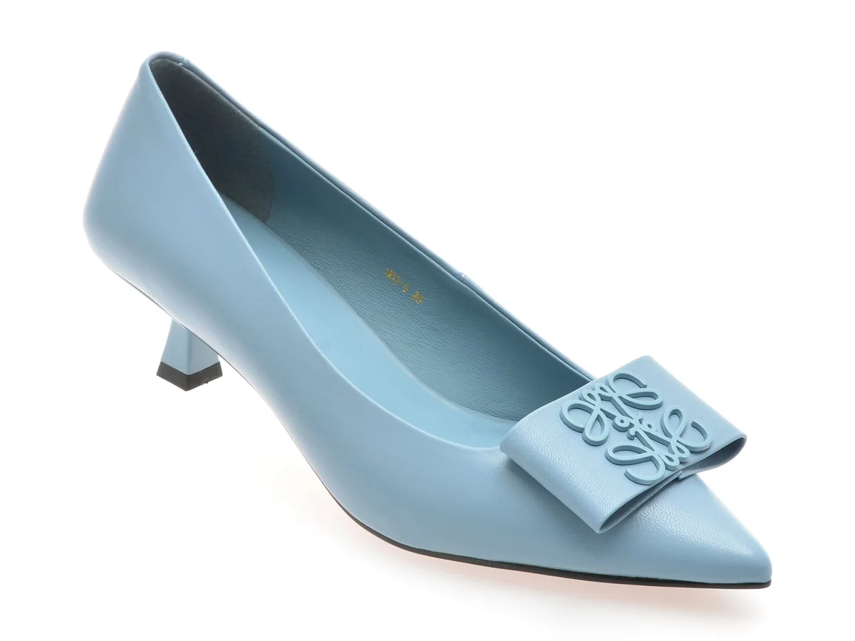 Pantofi Eleganti EPICA Albastri, H03, Din Piele Naturala