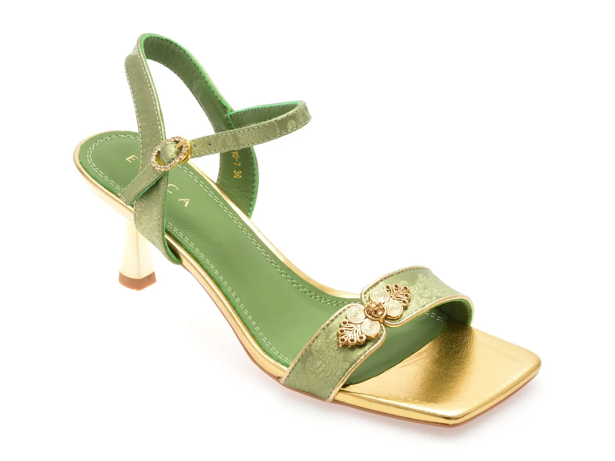 Sandale Elegante Epica Verzi, H210, Din Piele Naturala