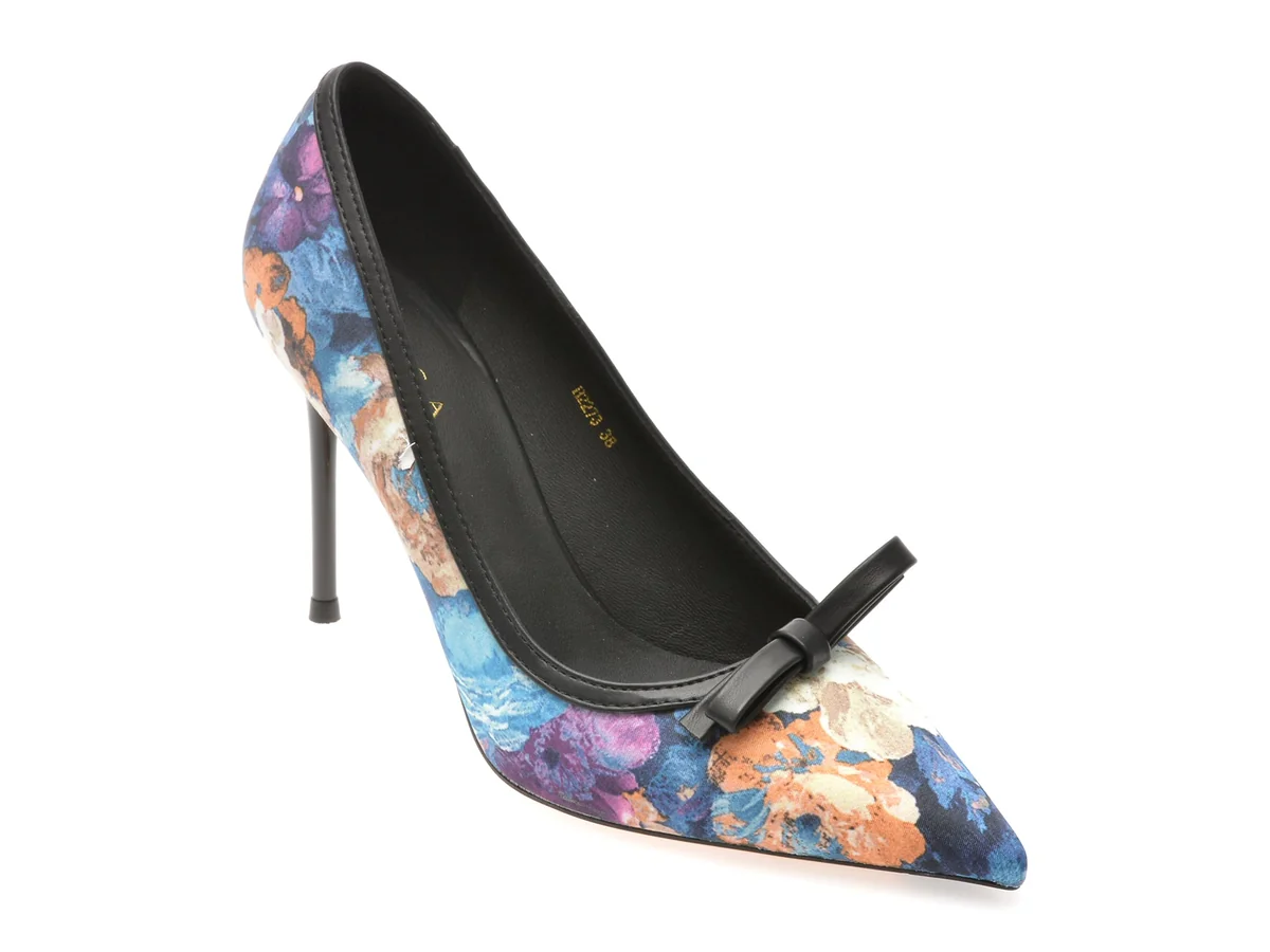 Pantofi Eleganți Epica Negri, A2273, Din Material Textil