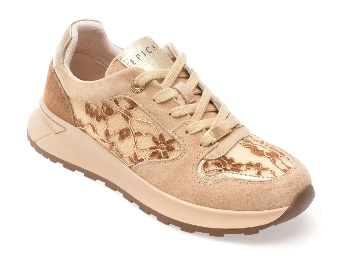 Pantofi Sport Epica Nude, QS635, Din Material Textil