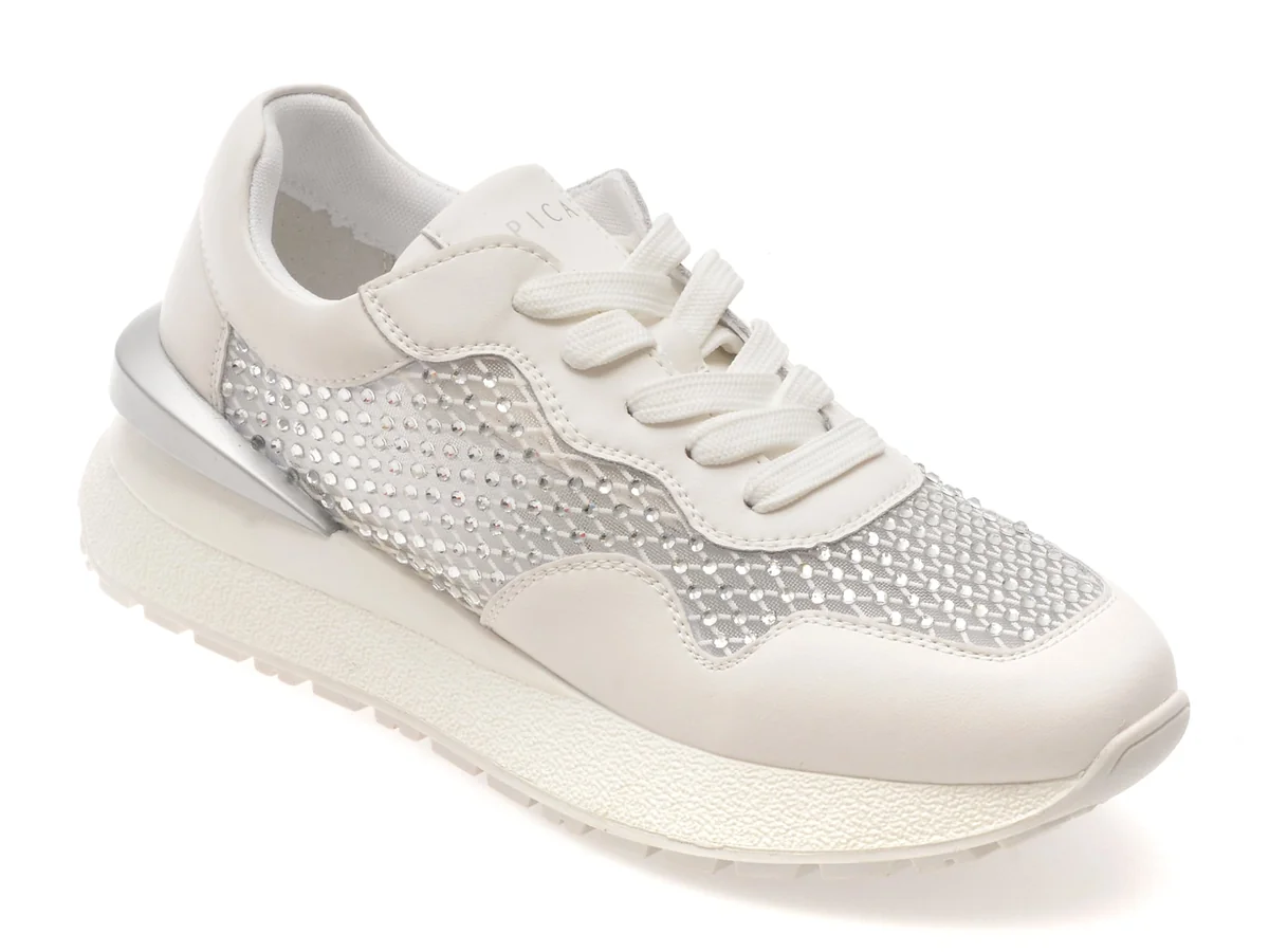 Pantofi Sport Epica Albi, QS639, Din Material Textil