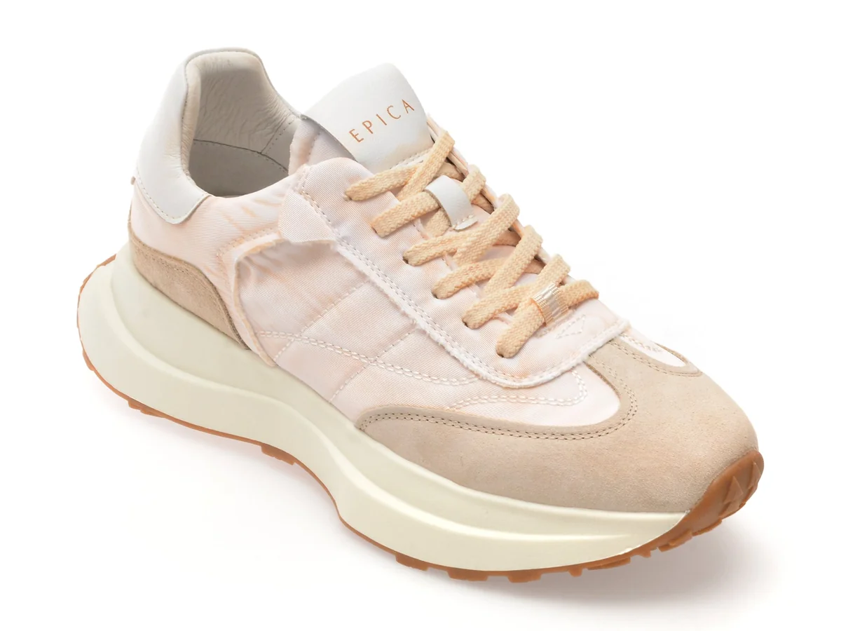 Pantofi Sport Epica Bej, QS665, Din Material Textil