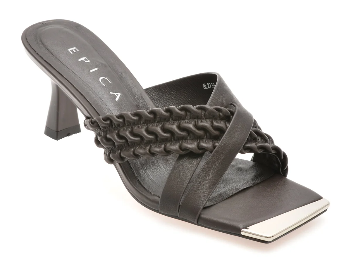Papuci Epica Gri, 2739, Din Piele Naturala