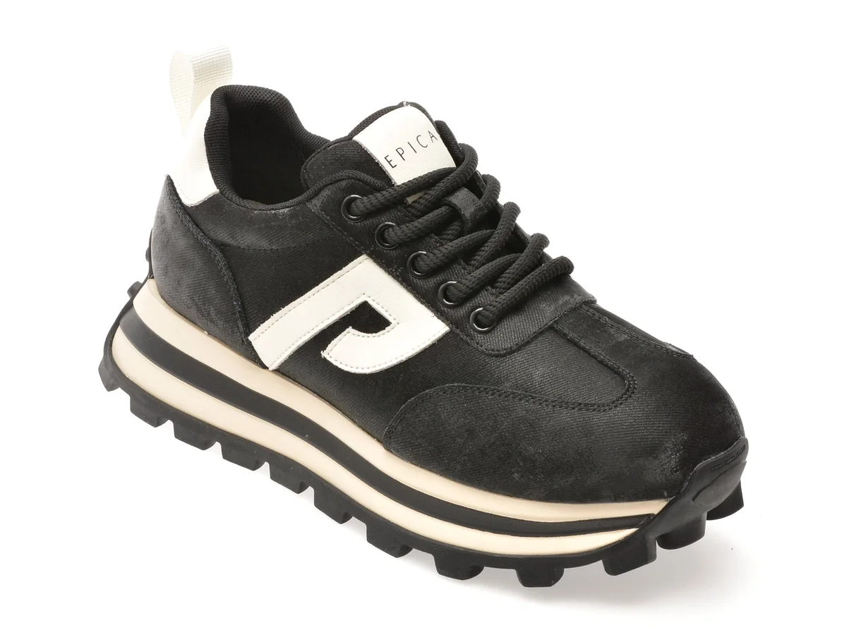 Pantofi Sport Epica Negri, M1113, Din Piele Naturala