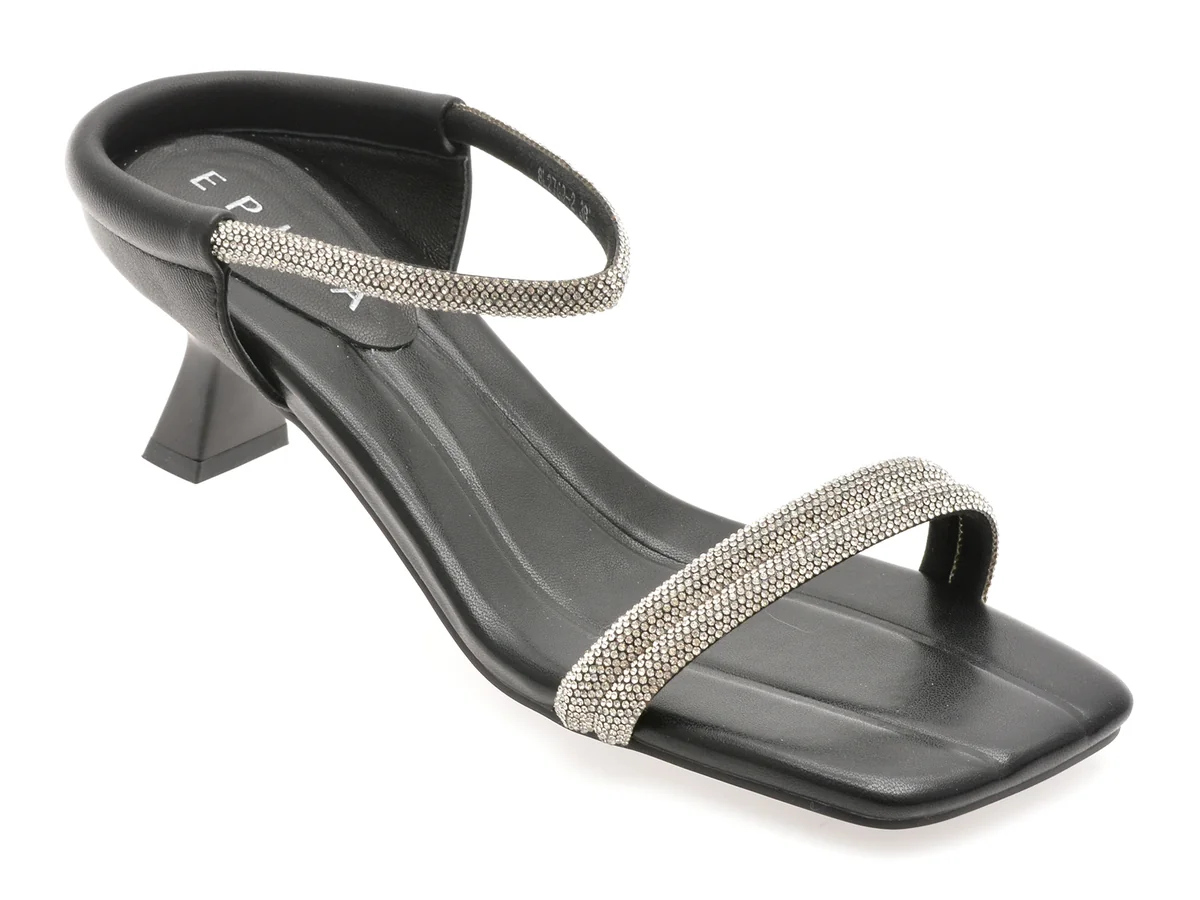 Sandale Epica Negre, 2769, Din Piele Ecologica