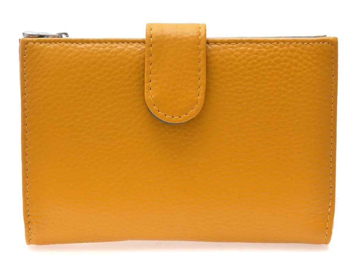 Portofel Galben, D8346, Din Piele Naturala