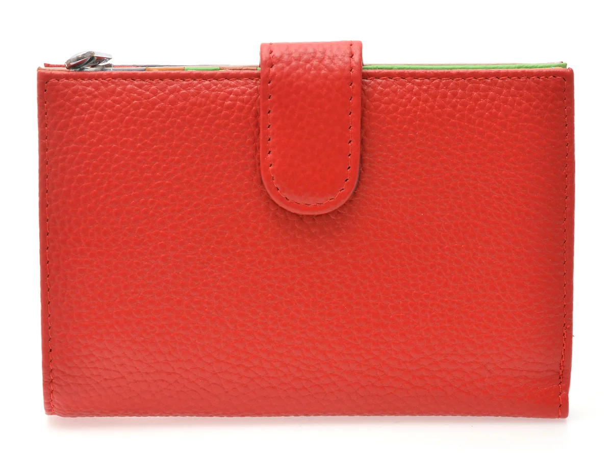 Portofel Rosu, D8346, Din Piele Naturala