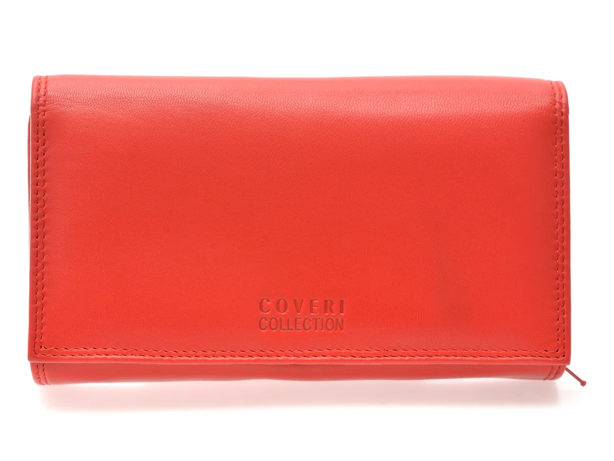 Portofel Coveri Collection Rosu, 808155, Din Piele Naturala