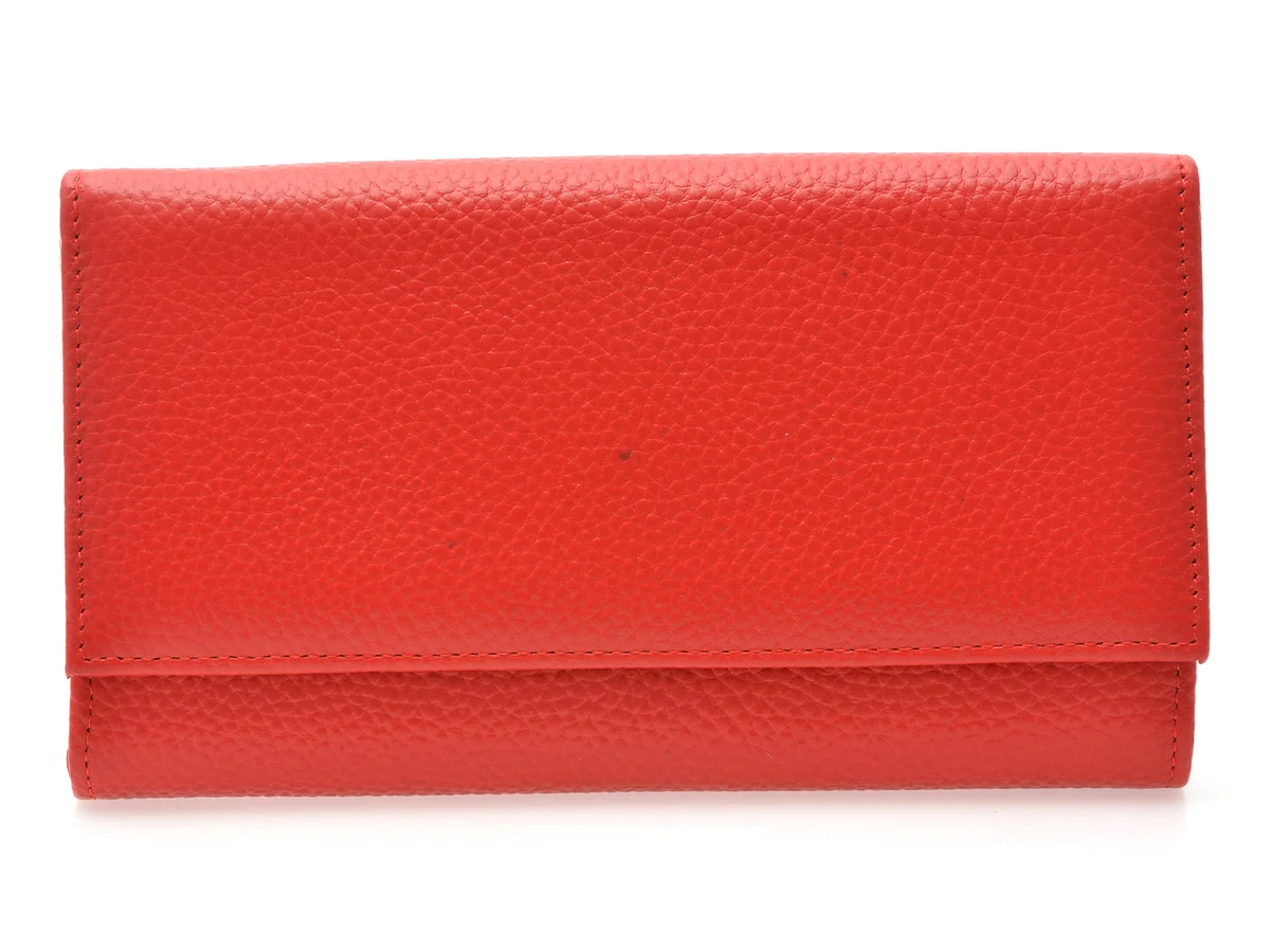 Portofel Rosu, D7046, Din Piele Naturala