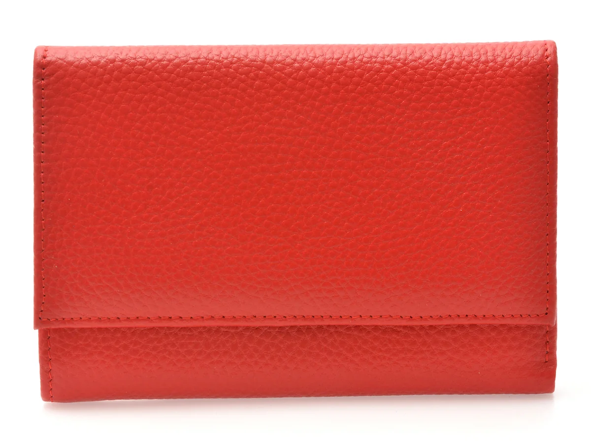 Portofel Roșu, D1089, Din Piele Naturală