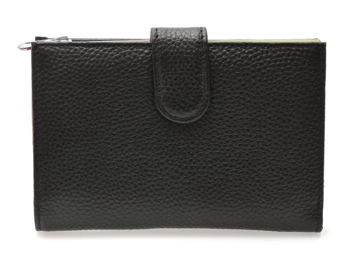 Portofel Negru, D8346, Din Piele Naturala