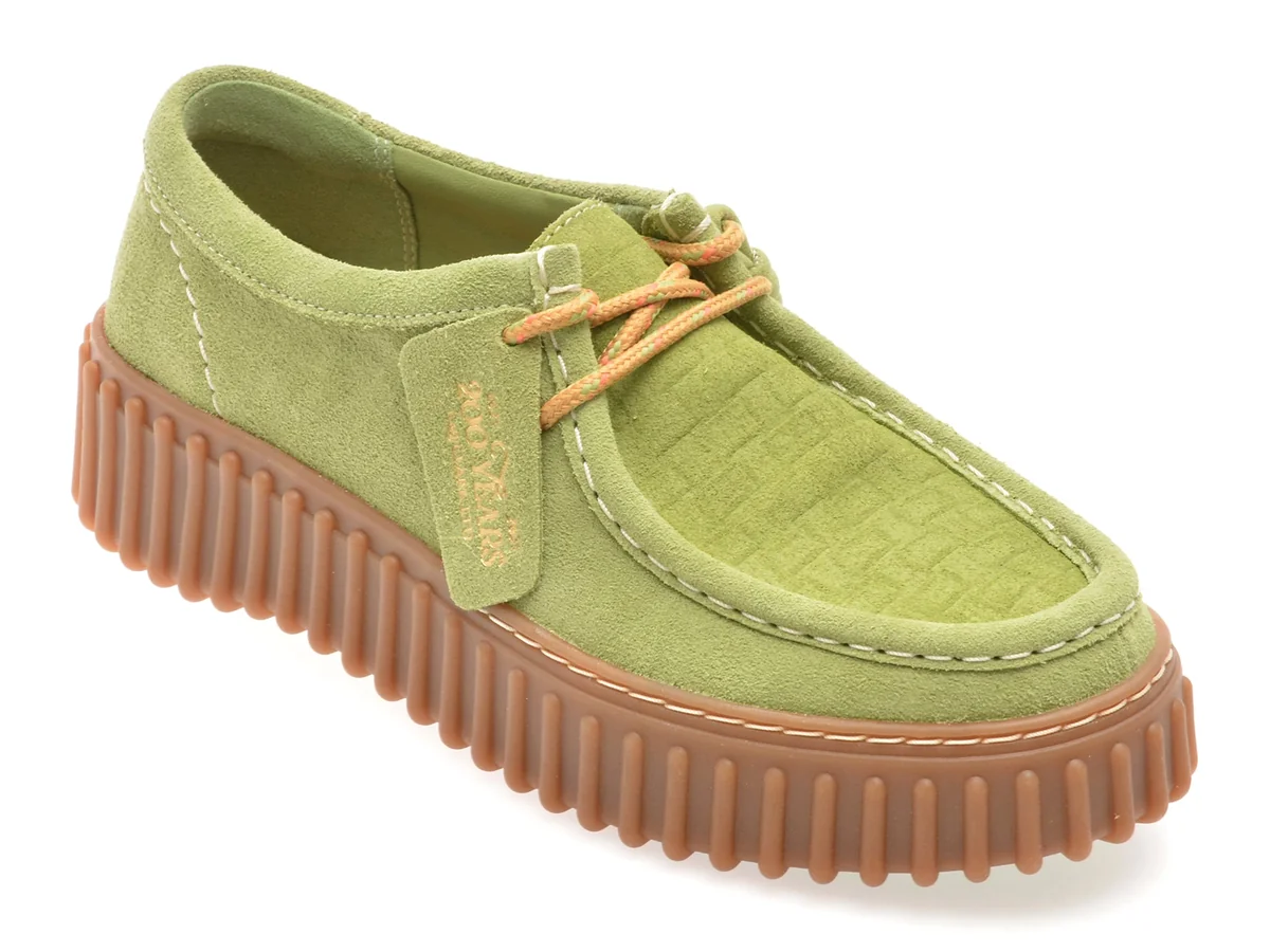 Mocasini Clarks Verzi, TORHBEE, Din Piele Intoarsa