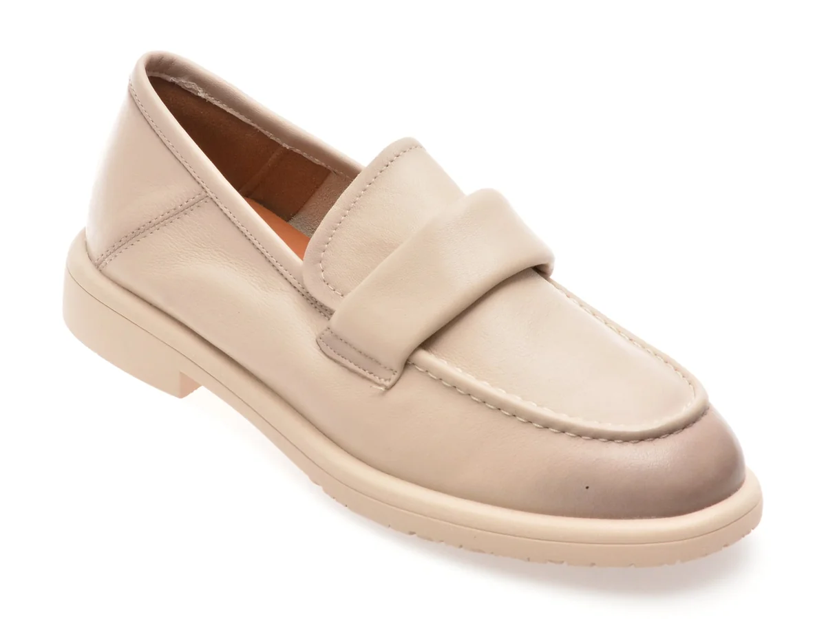 Mocasini IMAGE Bej 2307 Din Piele Naturala