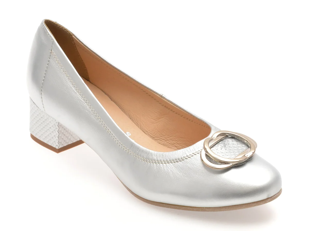 Balerini IMAGE Argintii, 6415, Din Piele Naturală