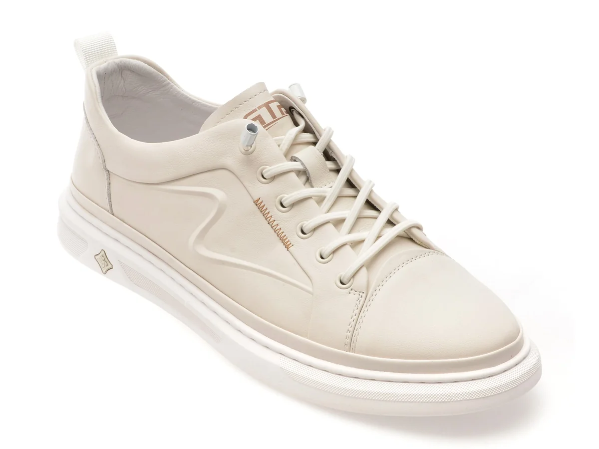 Pantofi Sport Bite The Bullet Albi, 3628, Din Piele Naturala